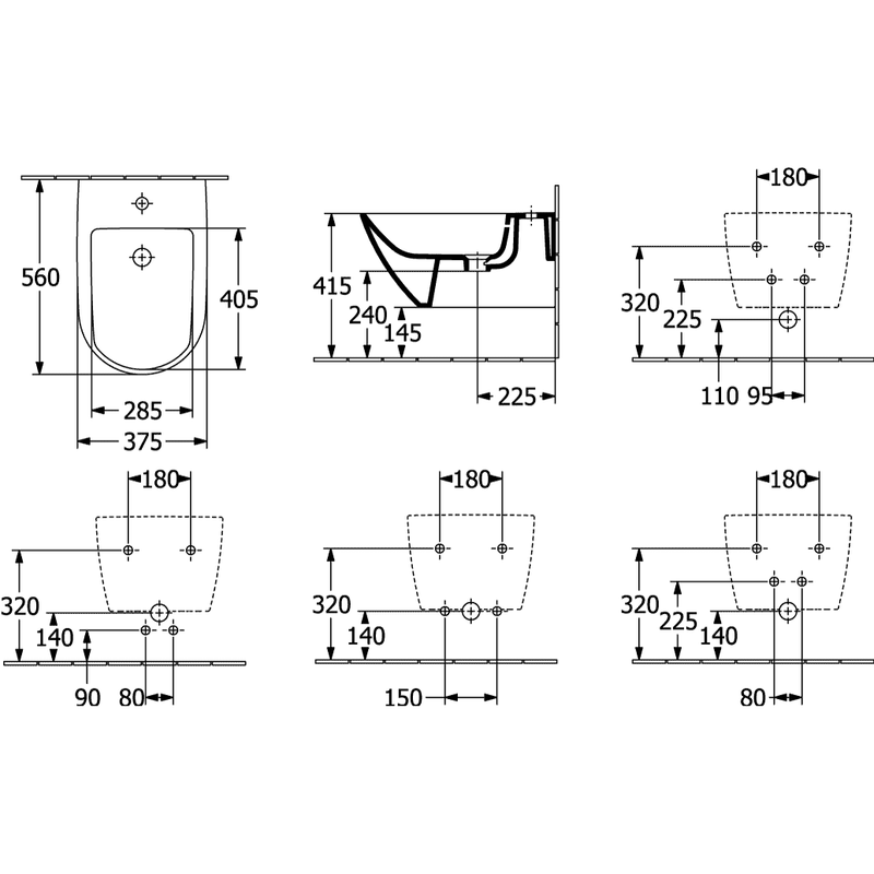 VILLEROY & BOCH - Bidet Subway 3.0 560x375x270mm Oval wandhängend Stone White CeramicPlus