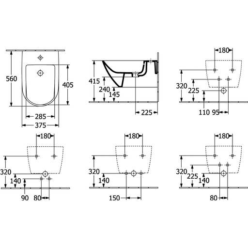VILLEROY & BOCH - Bidet Subway 3.0 560x375x270mm Oval wandhängend Stone White CeramicPlus