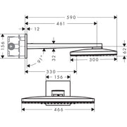 Hansgrohe - Kopfbrause 460 2jet AXOR chrom mit Brausearm eckig