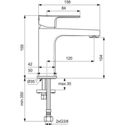 Ideal Standard - Waschtischarmatur CERAFINE D, H100, o.Ablgarn., Ausld.115mm, Chrom