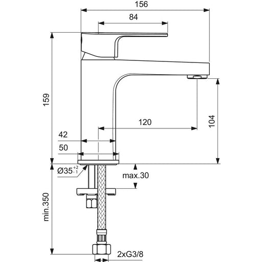 Ideal Standard - Waschtischarmatur CERAFINE D, H100, o.Ablgarn., Ausld.115mm, Chrom
