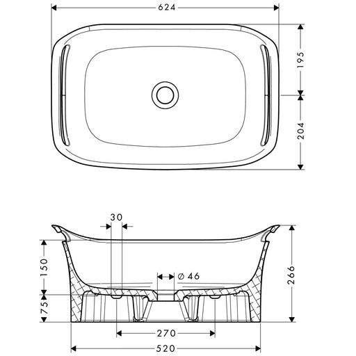 Hansgrohe - Waschbecken AXOR Urquiola wandhängend 625mm