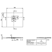 VILLEROY & BOCH - Duschwanne Squaro Infinity 800x700x40mm re-eckig EB:li Grey