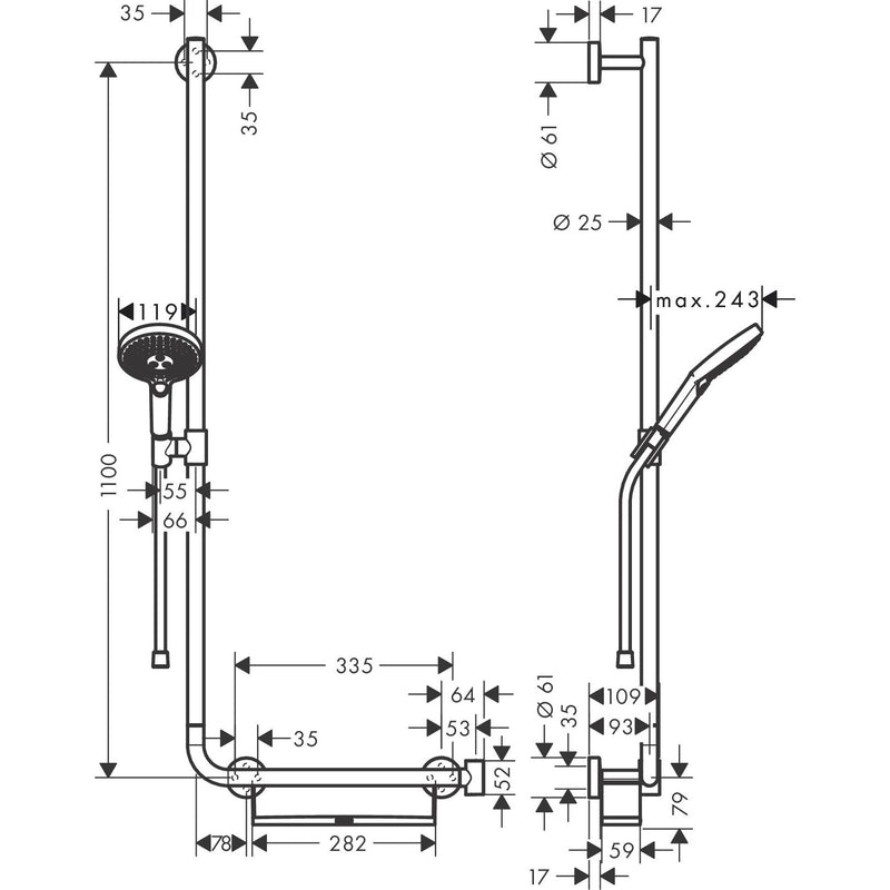 Hansgrohe - Brausenset RAINDANCE Select S 120 UNICA Comfort 1100mm L chrom
