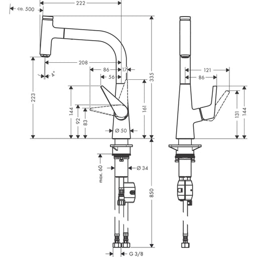 Hansgrohe - Spültischmischer TALIS Select S 220 chrom mit Ausziehauslauf