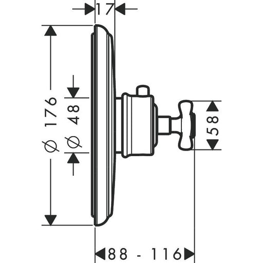 Hansgrohe - Fertigset UP Thermostat AXOR MONTREUX 16815 chrom m.Kreuzgriff