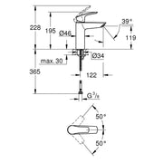 Grohe - EH-WT-Batterie EUROSMART 23324_3 M-Size glatter Körper chrom