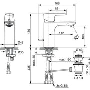 Ideal Standard - WT-Armatur CONNECT AIR, ND, 5 l/min., m.Ablgarn., Ausld.112mm, Magnetic grey