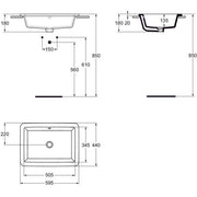 Ideal Standard - Einsatzwaschtisch STRADA, o.Hl., m.Ül., 595x435x170mm, Weiß