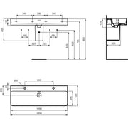 Ideal Standard - Waschtisch STRADA II, 2 Hl.re.u.li. , m. ÜL., 1200x430x170mm, Weiß