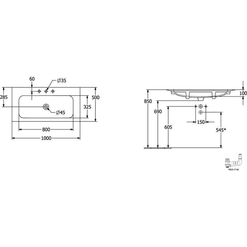 VILLEROY & BOCH - SchrankWT Finion 1000x500mm re-eckig 1HL. m. verd. ÜL. Stone White cplus