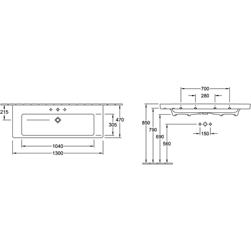 VILLEROY & BOCH - SchrankWT Subway 2.0 1300x470mm re-eckig 1HL. m. ÜL. Weiß Alpin