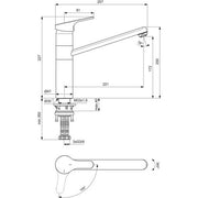 Ideal Standard - Küchenarmatur CERAFIT, ND mit hohem Rohrausl., Ausld.221 mm, Chrom
