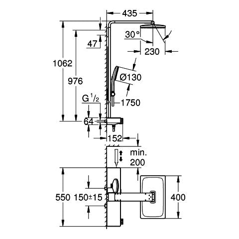 Grohe - THM-Duschsystem RSH Aqua Pure 100962 KB 15l eckig schwarz/chrom