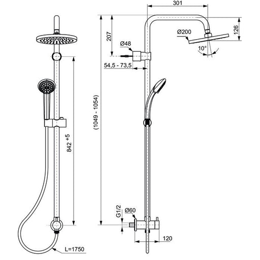 Ideal Standard - Duschsystem für UP-Armatur IDEALRAIN A5689 chrom