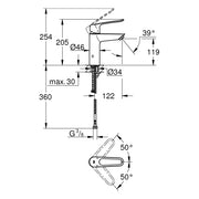 Grohe - EH-WT-Batterie EUROSMART 23987_3 M-Size Verbrühschutz offener Hebel chrom