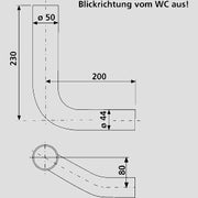 Sanitärtechnik Eisenberg - Spülbogen 90Gr 28x21cm links gekröpft 80mm weiß