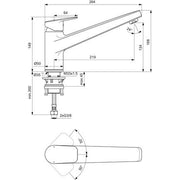 Ideal Standard - Küchenarmatur CERAPLAN Ausld.219mm Chrom