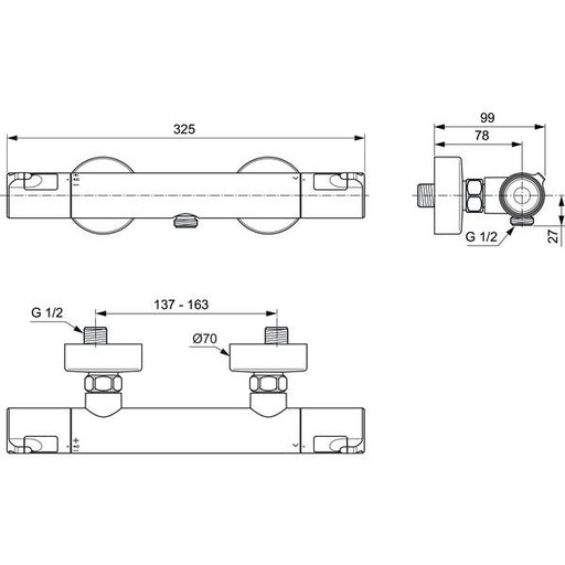 Ideal Standard - Brausethermostat AP CERATHERM50, Ausld. 78mm, Chrom