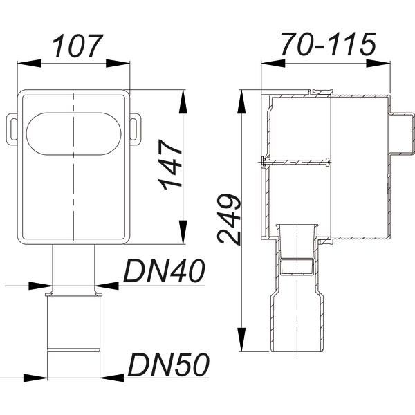Dallmer - Rohbauset Waschgeräte-Siphon 400 Vario, DN 40/DN 50