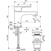 Ideal Standard - Waschtischarmatur ALPHA, m.Push-open, Chrom