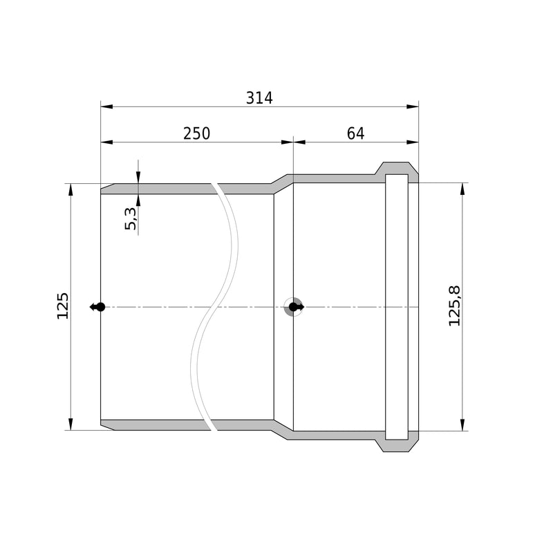 Wavin - Rohr AS+ DN 125 0,25 m S/PL