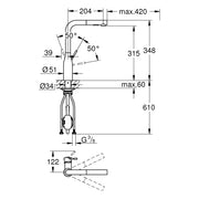 Grohe - EH-Spültischbatterie ESSENCE 30504 herausziehbare Spülbrause chrom