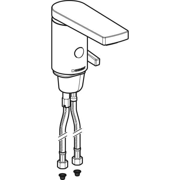 Geberit Vertriebs - Typ 186 Waschtischarmatur, Batt.Betr. mit Mischer und Griff, hgl. verchromt