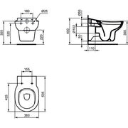 Ideal Standard - Wand-T-WC CONTOUR21 SCHOOLS, rimless, Abg.außen waagr., 360x535x350mm, Weiß