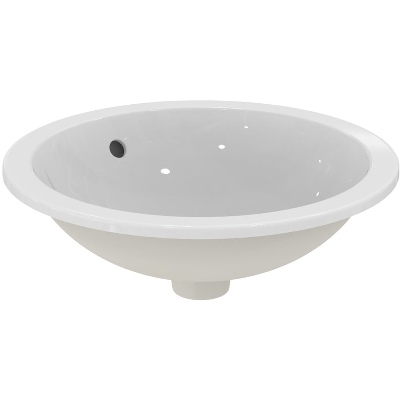 Ideal Standard - Einbauwaschtisch CONNECT, rund, o.Hl., m.Ül., 480x480x175mm, Weiß