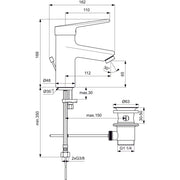 Ideal Standard - Waschtischarmatur CERAPLUS 2 mit Ablaufgarn., Ausld. 112mm, Chrom