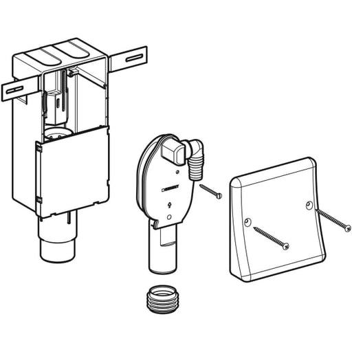 Geberit Vertriebs - UP-Geruchsverschluss mit Anschluss Wandeinbaukasten u. Abdeckplatte d50-56