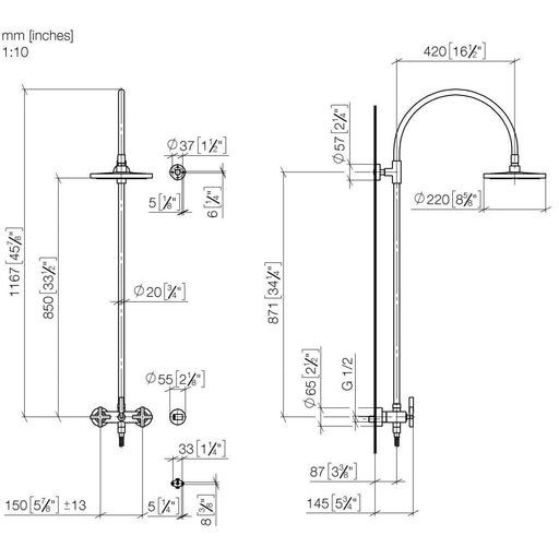 Dornbracht - Showerpipe mit Brausebatterie TARA 26632892 schwarz matt