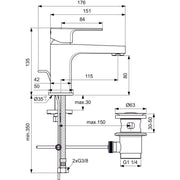 Ideal Standard - Waschtischarmatur CERAFINE D, H80, m.Ablgarn., Ausld.115mm, Chrom