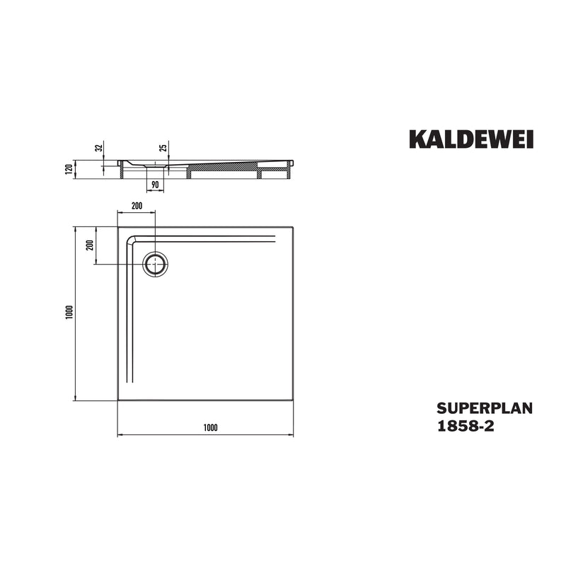 Franz Kaldewei - DW SUPERPLAN mit Wannenträger Mod.1858-2, 1000 x 1000, alpwe,m. WT