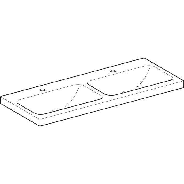 Geberit Vertriebs - iCon Light Doppelwaschtisch 120x48cm mit Hahnloch, ohne Ül., weiß, KeraTect