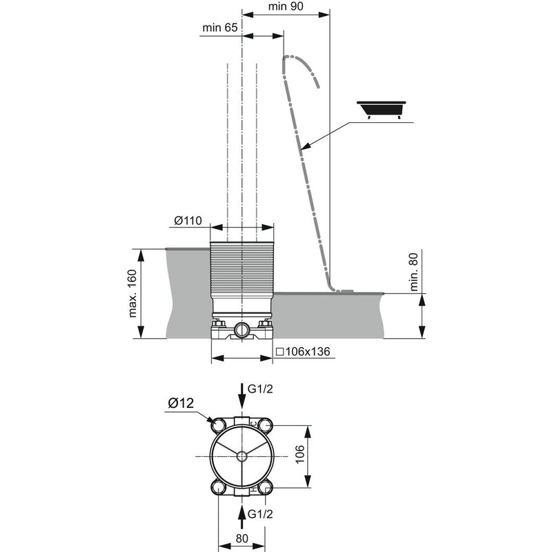 Ideal Standard - UP-Bausatz 1, für freistehende Wannenarmatur