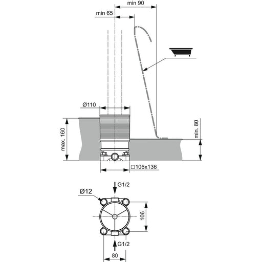 Ideal Standard - UP-Bausatz 1, für freistehende Wannenarmatur