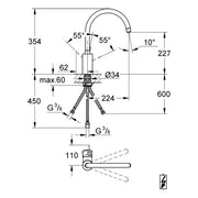 Grohe - Spültisch EHM ND EUROSMART C 31180 hoher Auslauf chrom