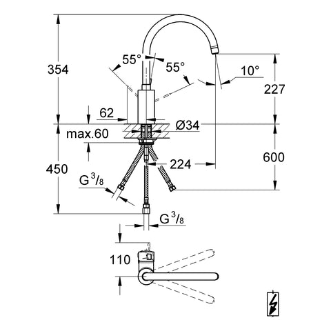 Grohe - Spültisch EHM ND EUROSMART C 31180 hoher Auslauf chrom