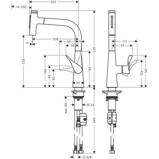 Hansgrohe - Spültischmischer 240 METRIS Select M71 Ausziehbrause 2jet edelstahl-optik