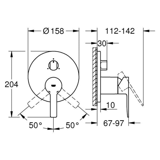 Grohe - EH-Batterie LINEARE 24095_1 FMS für 35600 3-W-Umst. hard graphite geb