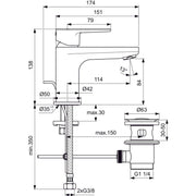 Ideal Standard - Waschtischarmatur CERAFINE O, H80, m.Ablgarn., Ausld.114mm, Chrom
