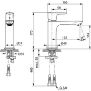 Ideal Standard - WT-Armatur CONNECT AIR, Grande Slim 5 l/min., o.Ablgarn., Ausld.125mm, Chrom