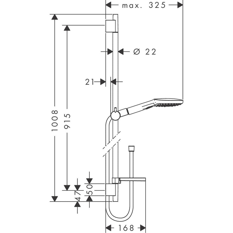 Hansgrohe - Brausegarnitur RAINDANCE Select E 120 UNICA S Puro 900mm 26623 chrom