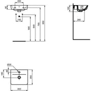 Ideal Standard - Handwaschbecken CONNECT AIR CUBE, 1 Hl., m.Ül., 400x350x150mm, Weiß mit IP