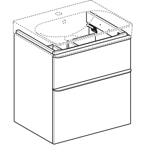 Geberit Vertriebs - Smyle Square US für WT, m. 2 Schubl. 58,4x61,7x47cm, sand-grau