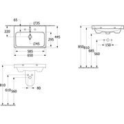 VILLEROY & BOCH - Waschbecken Architectura 650x445mm re-eckig m. ÜL. Weiß Alpin AntiBac cplus