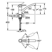 Grohe - EH-Spültischbatterie BauClassic 30575 flacher Auslauf chrom