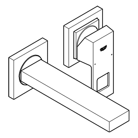Grohe - 2-Loch WT-Armatur Eurocube 19895 Fertigset für 23200 Ausladung 170 chrom